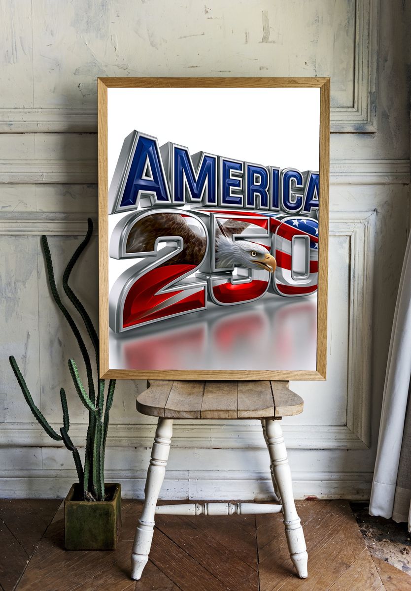America 250 Patriotic Typography Poster. room preview