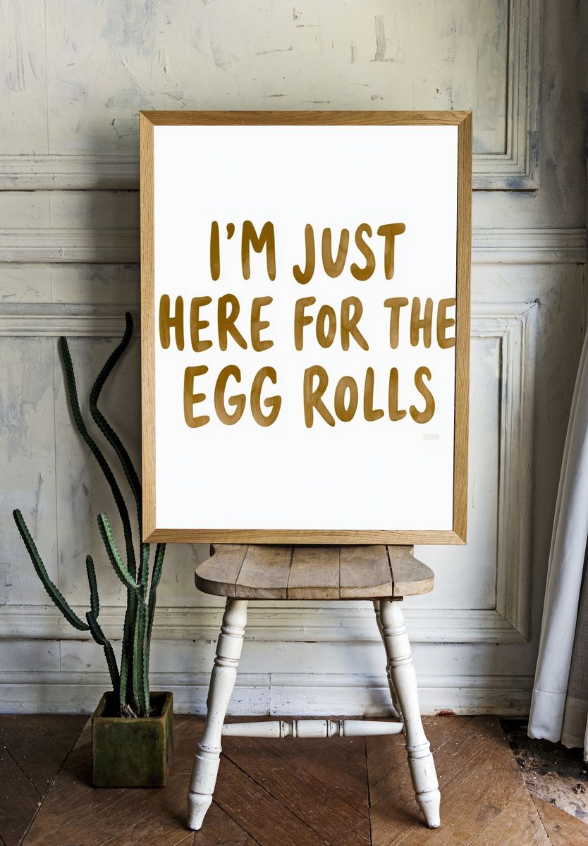 Egg Rolls Typography Poster. — room view 1