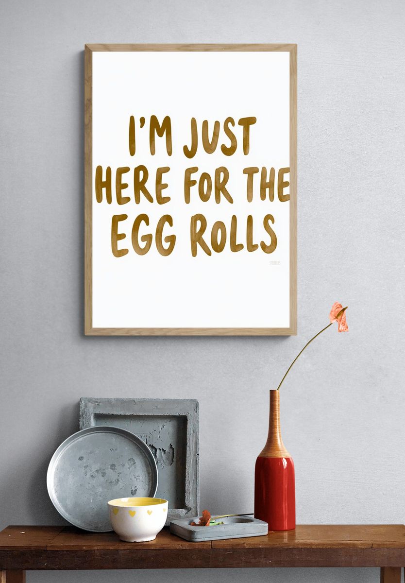 Egg Rolls Typography Poster. — room view 3