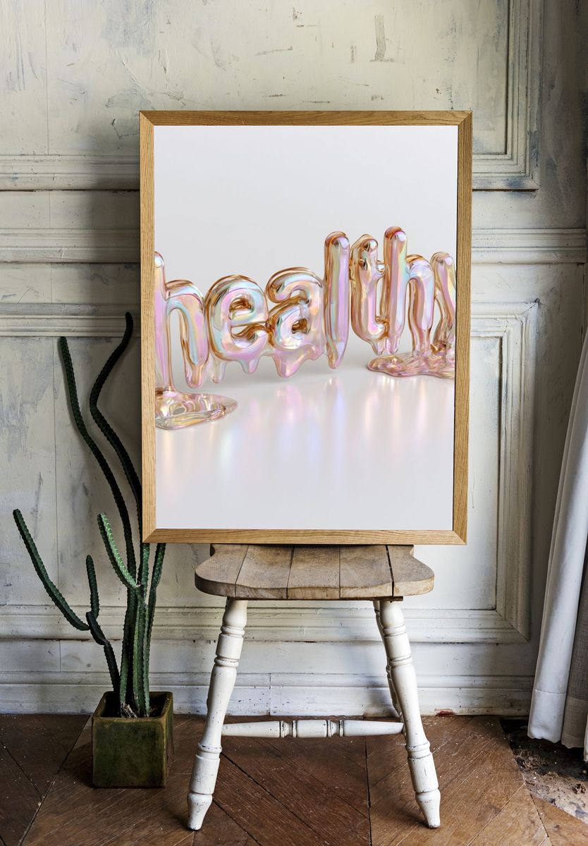 Healthy Iridescent Typography Poster. room preview