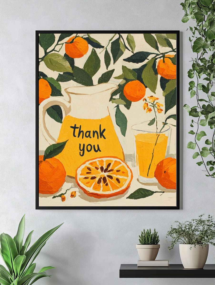 Orange Still Life Typography Poster. — room view 4