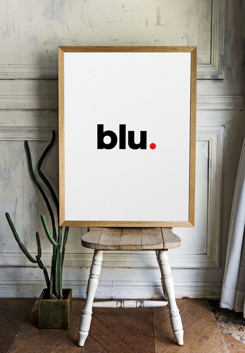 Blu Minimalist Typography Poster. — room view 1