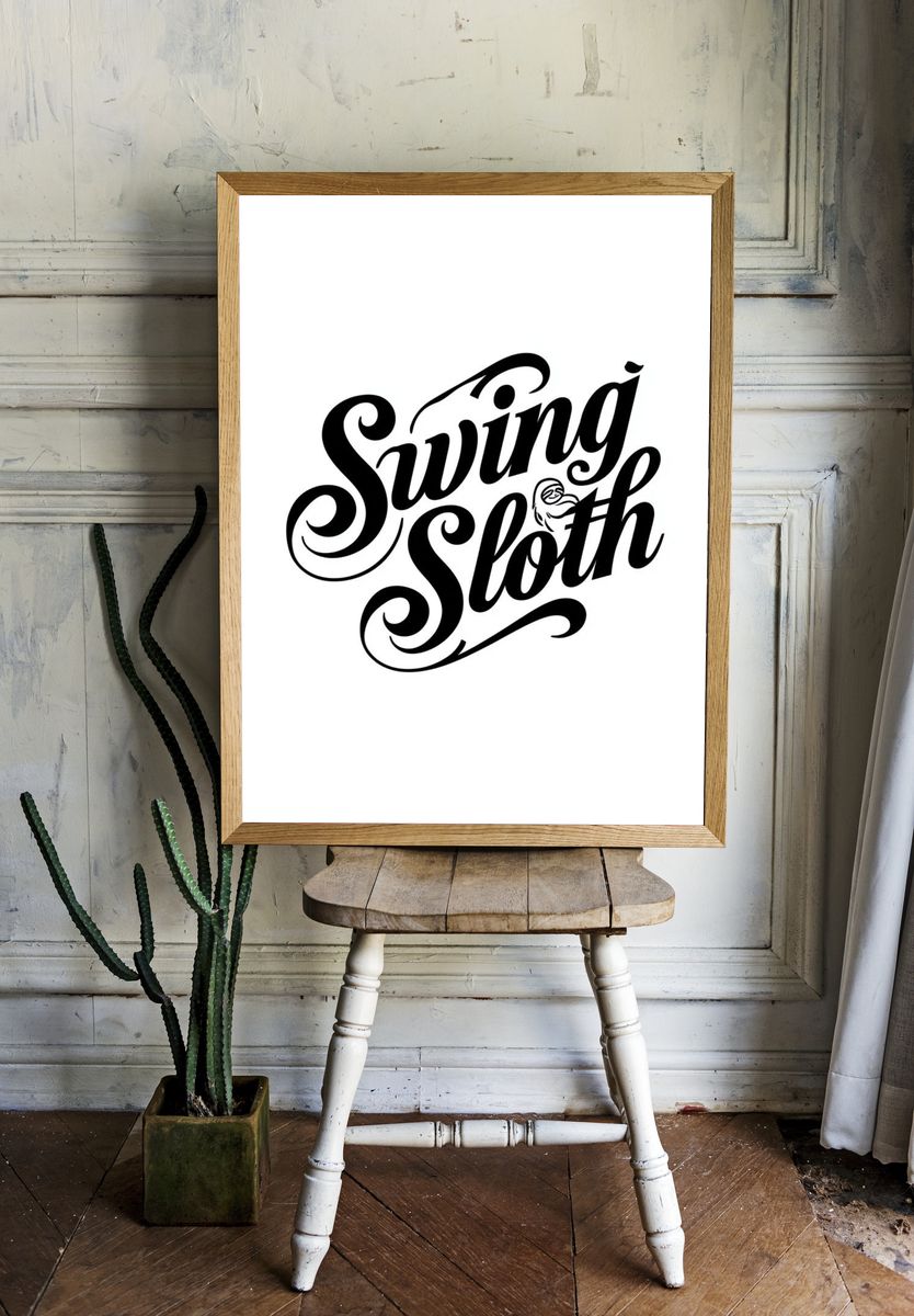 Swing Sloth Typography Poster. room preview