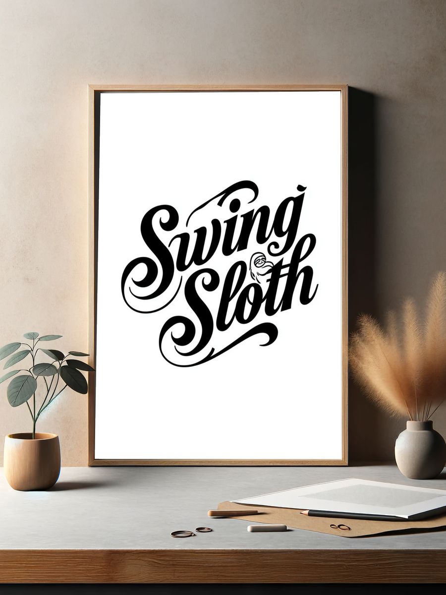 Swing Sloth Typography Poster. — room view 2
