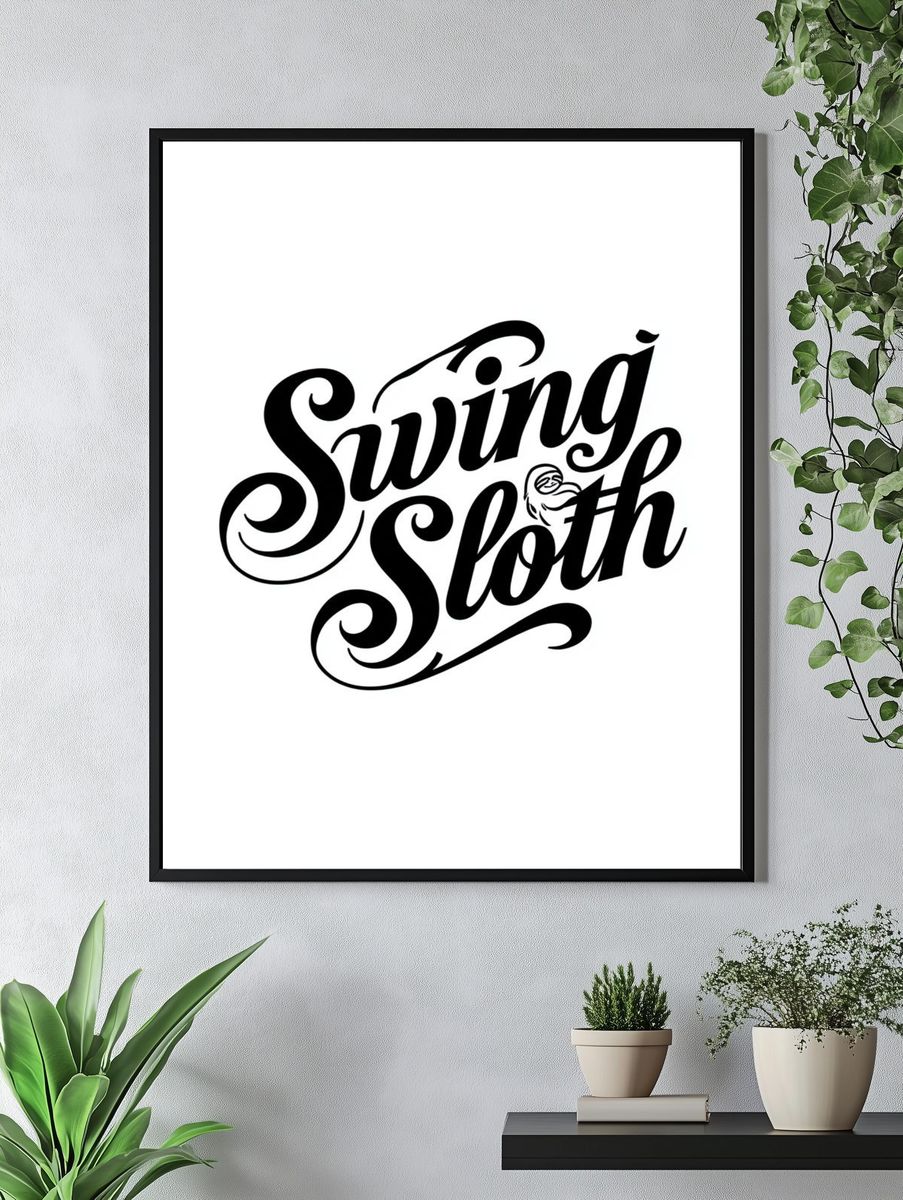 Swing Sloth Typography Poster. — room view 4