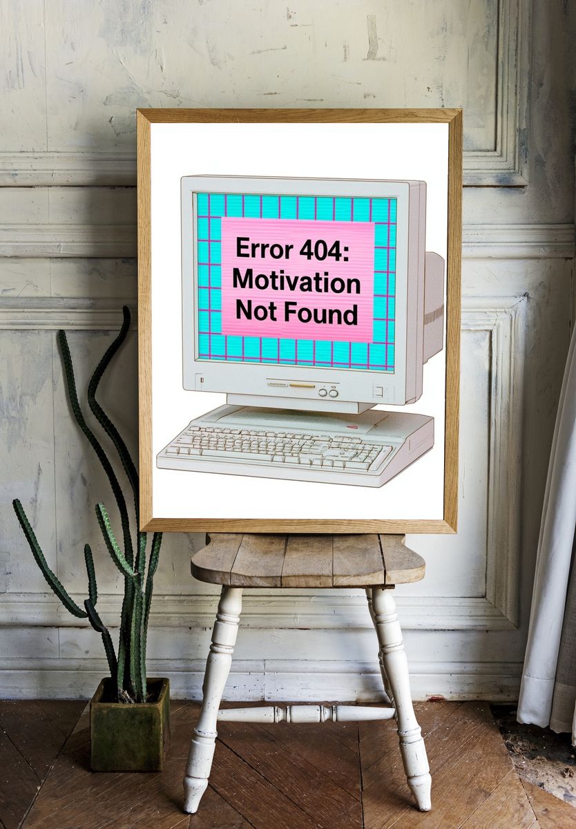 Error 404 Motivation Not Found Poster. room preview