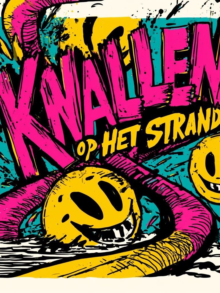 Knalleen Op Het Strand Typography Poster. poster detail
