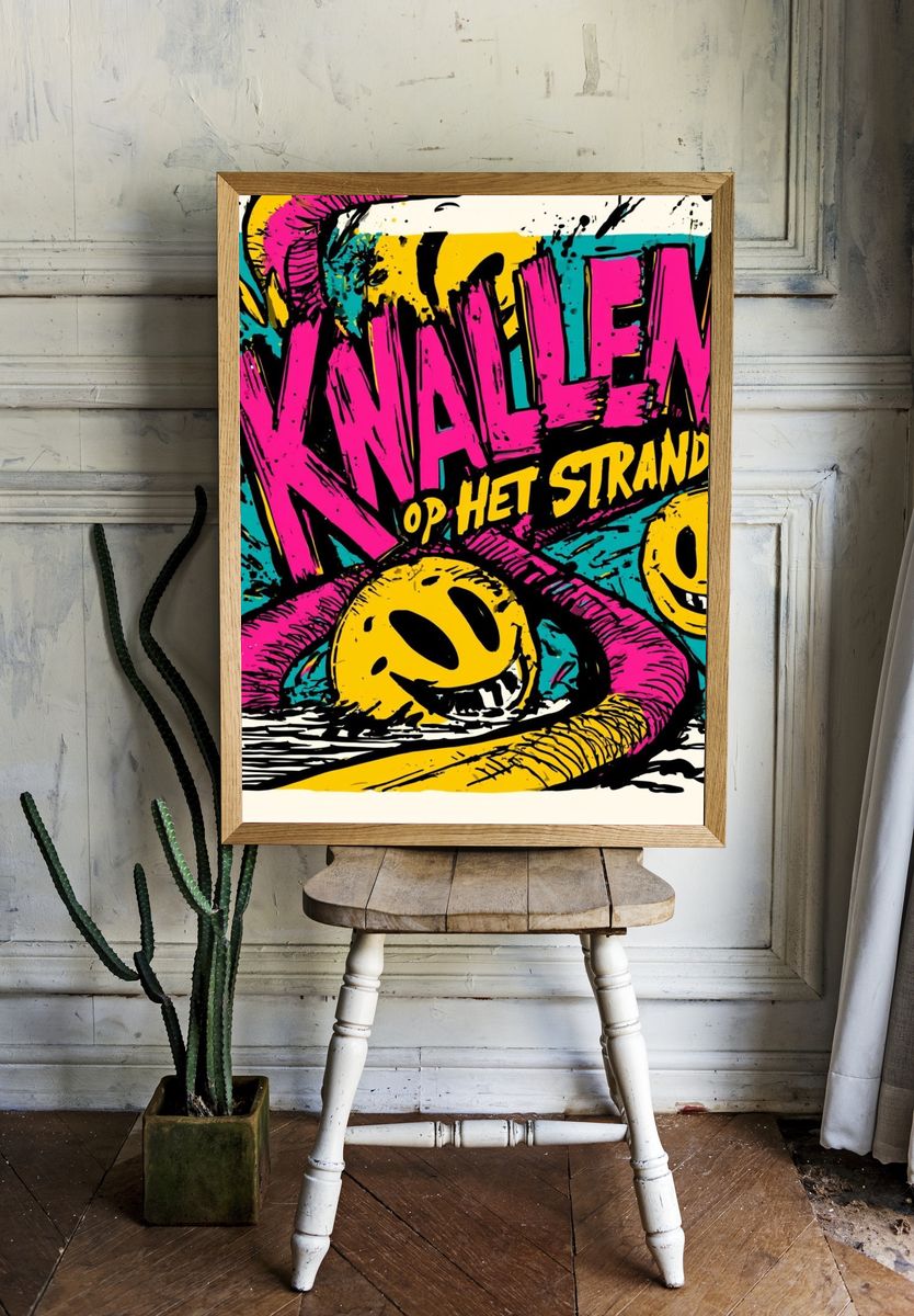 Knalleen Op Het Strand Typography Poster. room preview