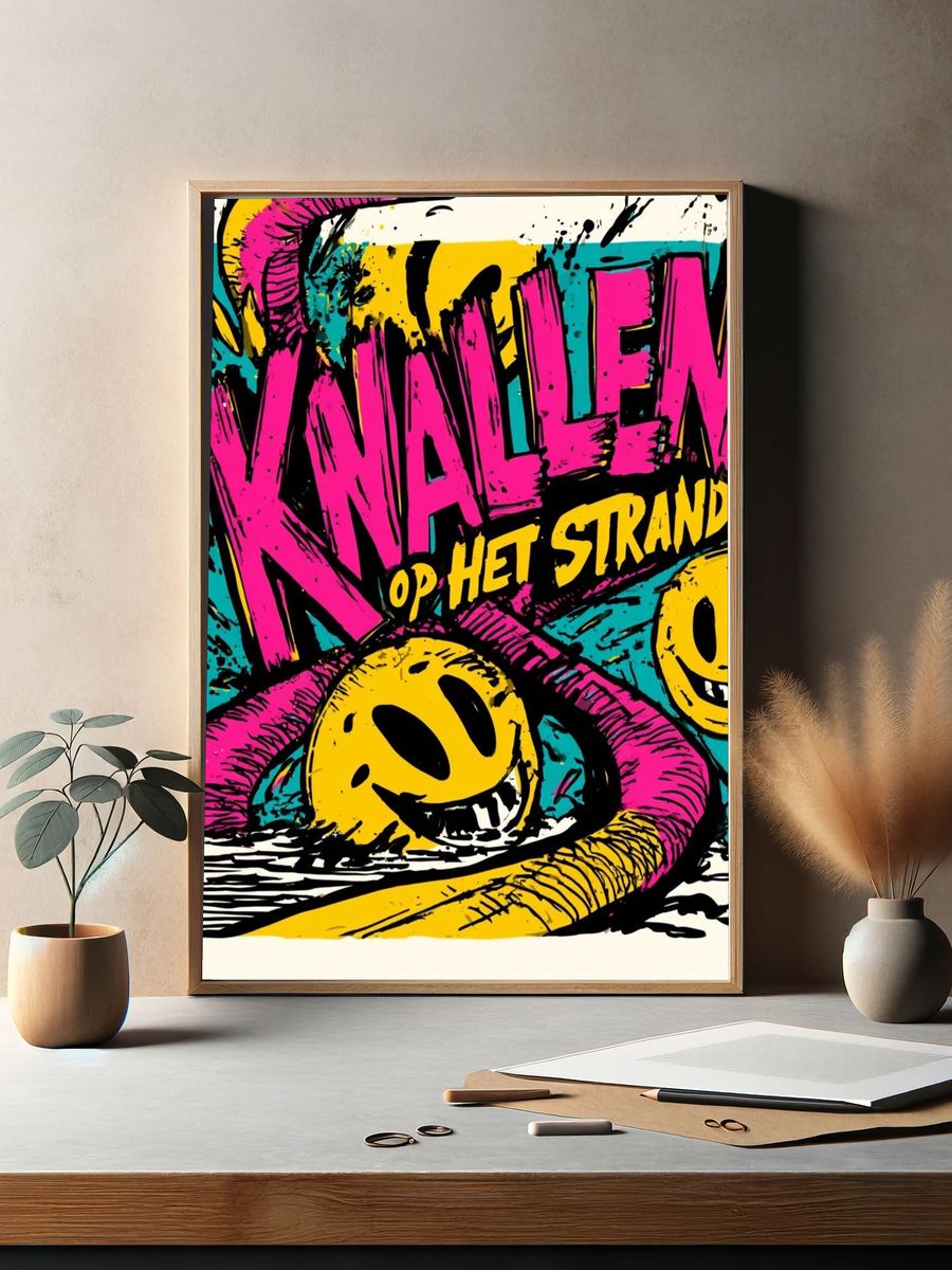 Knalleen Op Het Strand Typography Poster. — room view 2