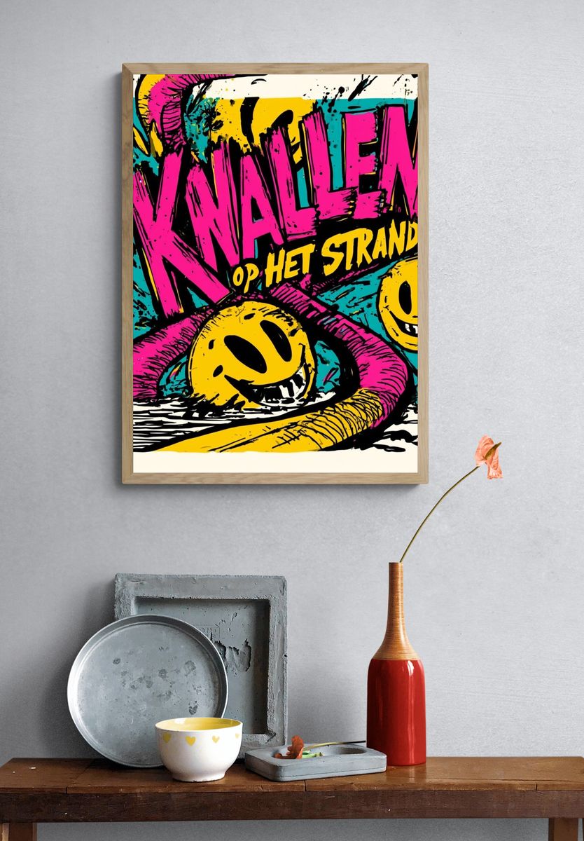 Knalleen Op Het Strand Typography Poster. — room view 3