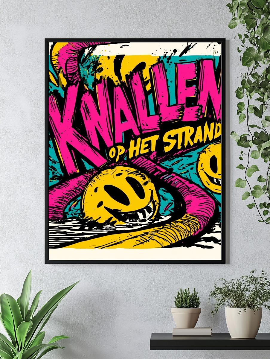 Knalleen Op Het Strand Typography Poster. — room view 4
