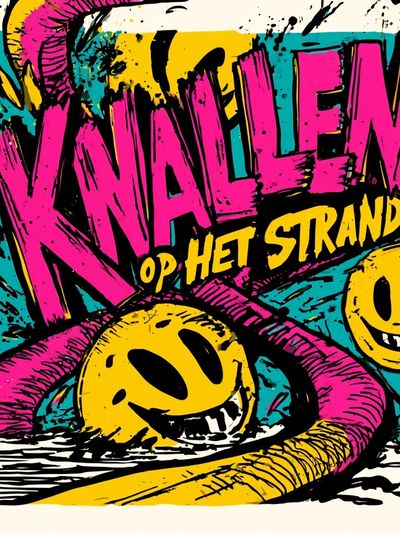 Knalleen Op Het Strand Typography Poster.