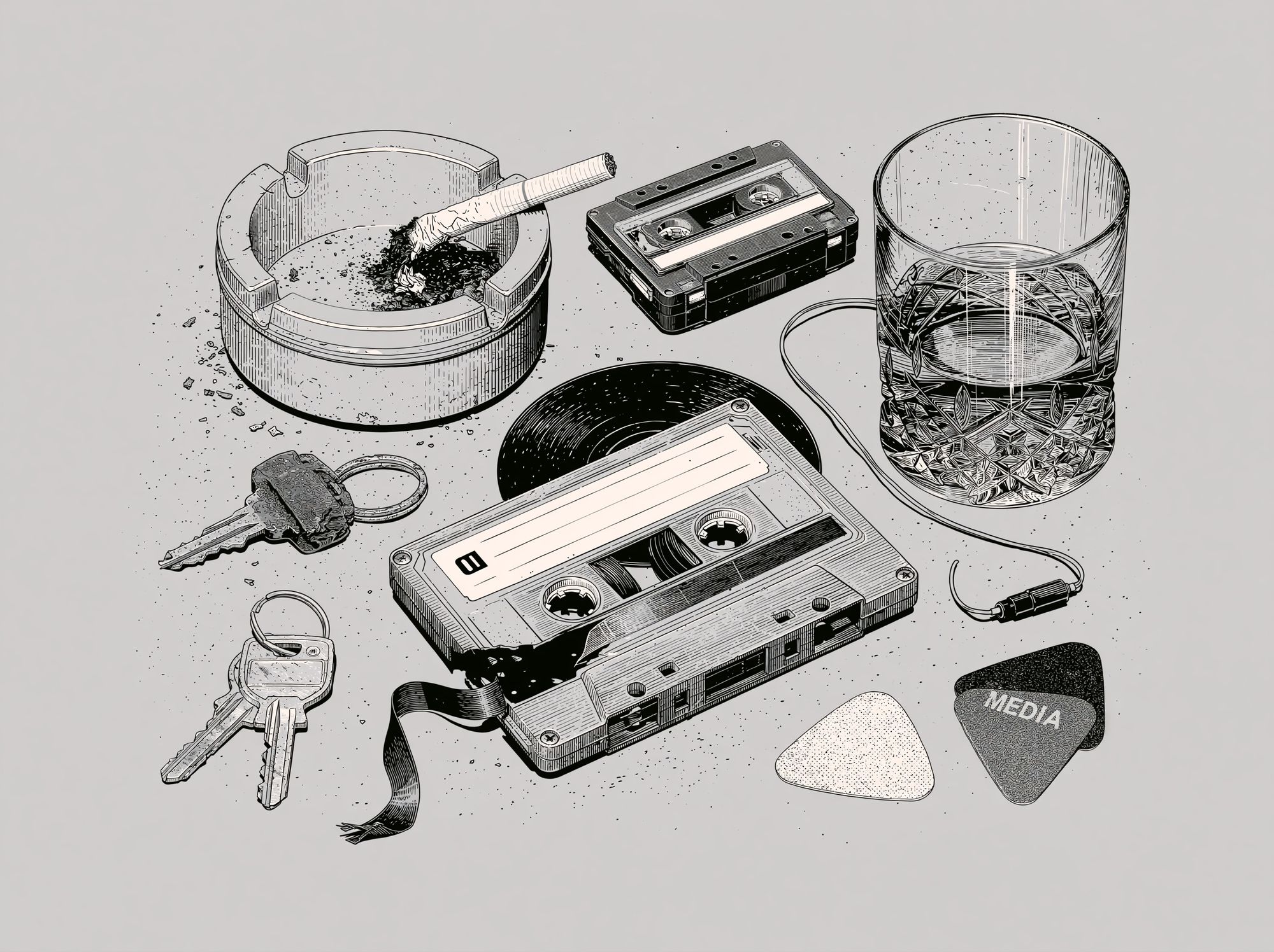 Cassette Still Life Typography Print. poster — typography art