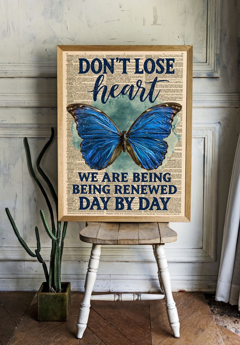 Blue Butterfly Quote Typography Poster. room preview