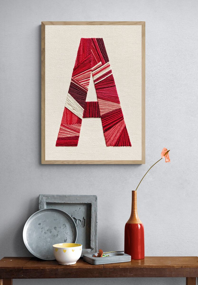 Red Thread Letter A Print. — room view 3