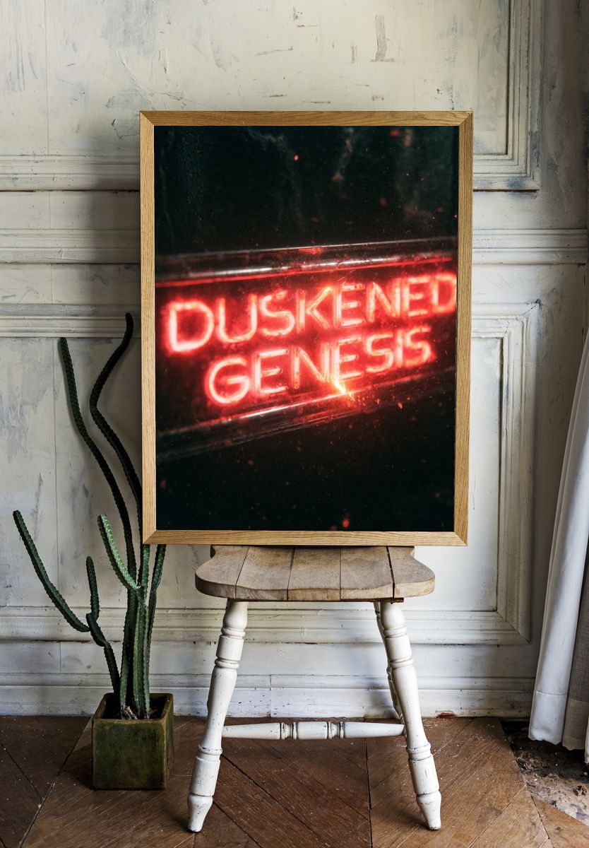 Duskened Genesis Neon Typography Poster. room preview