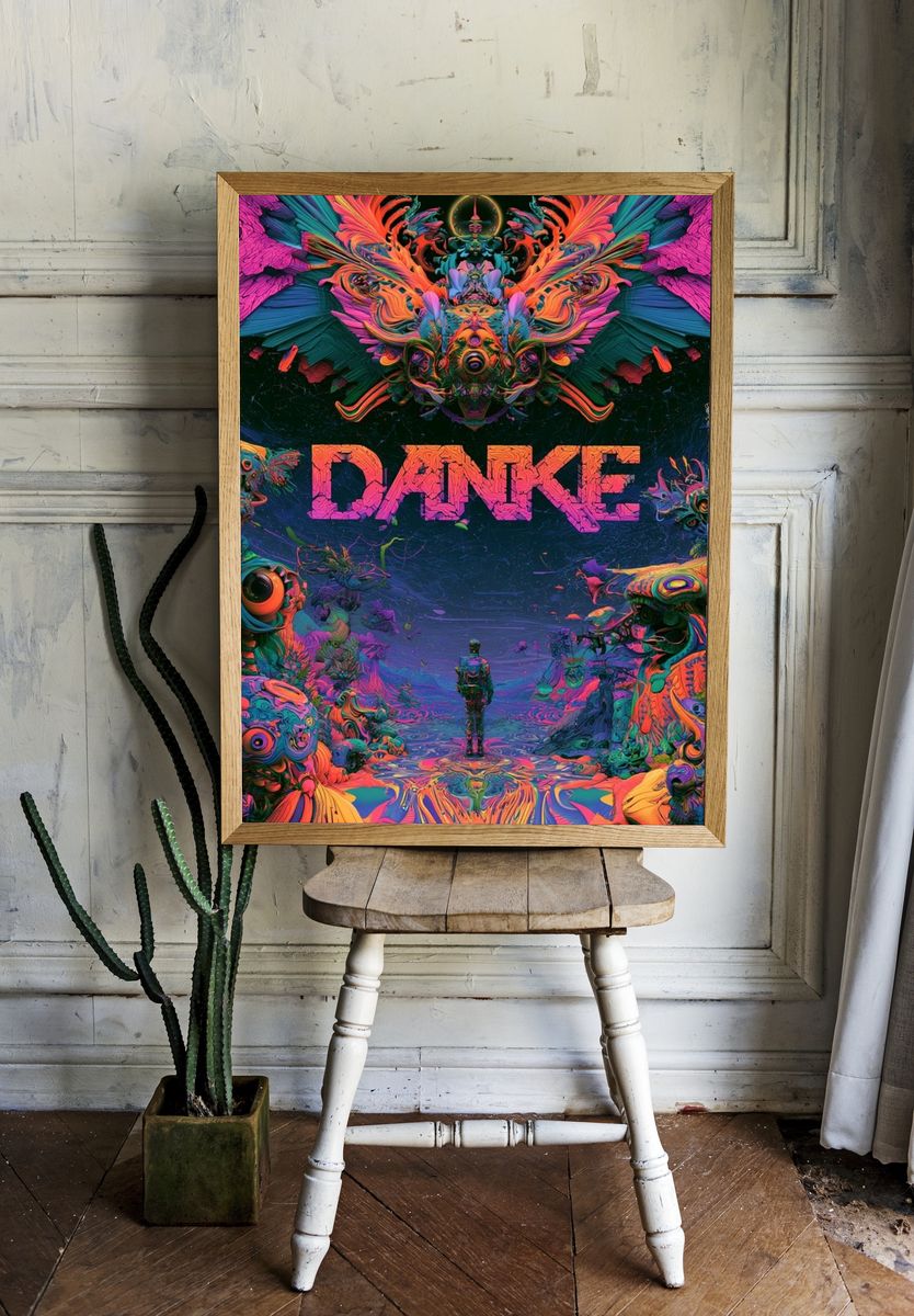 DANKE Psychedelic Typography Print. — room view 1