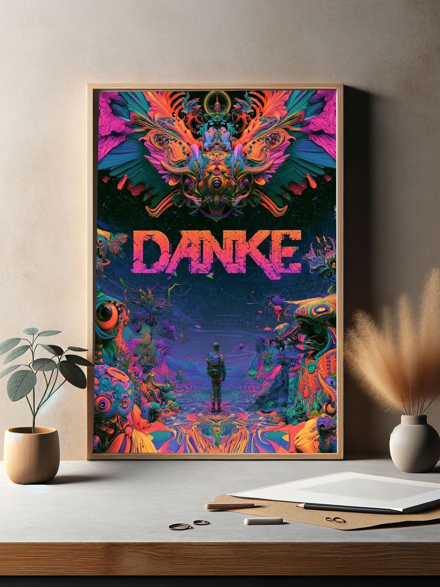 DANKE Psychedelic Typography Print. — room view 2