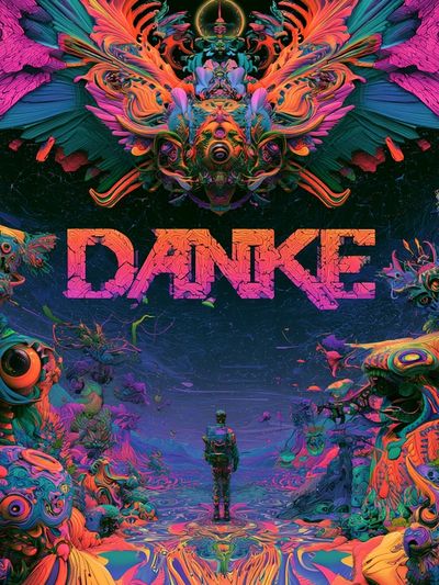 DANKE Psychedelic Typography Print. poster