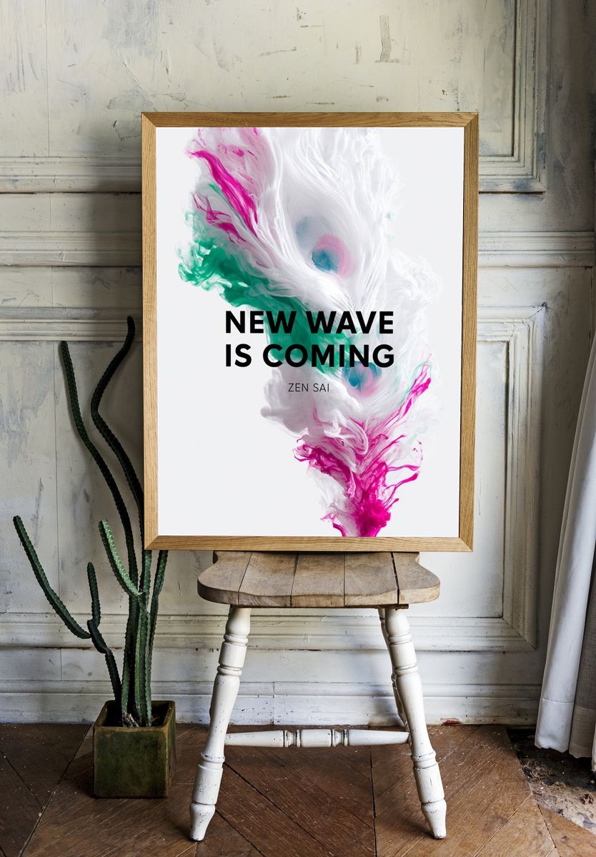 New Wave Is Coming Typography Print. room preview