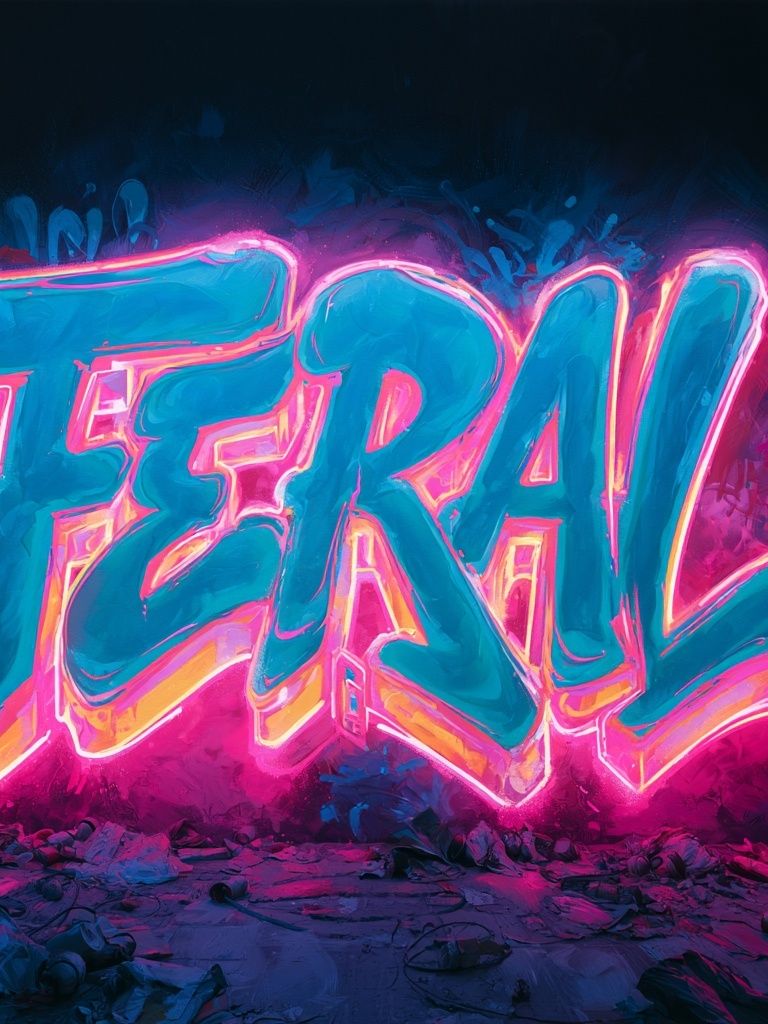 Neon Feral Typography Poster. poster — typography art
