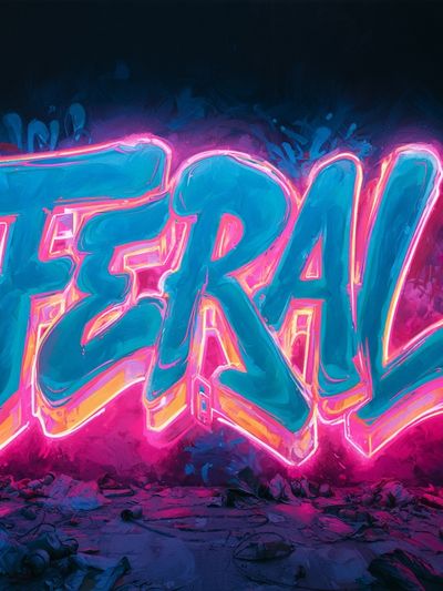 Neon Feral Typography Poster. poster