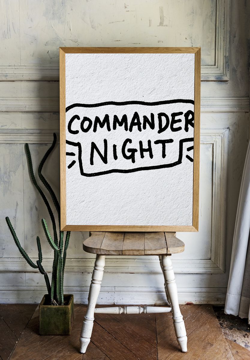 Commander Night Typography Poster. room preview