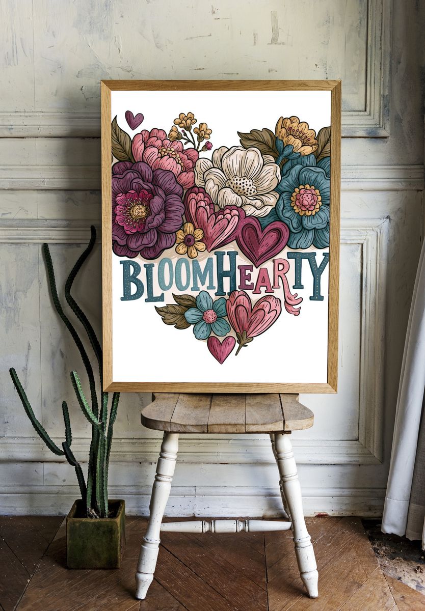 Bloom Heart Typography Poster. room preview