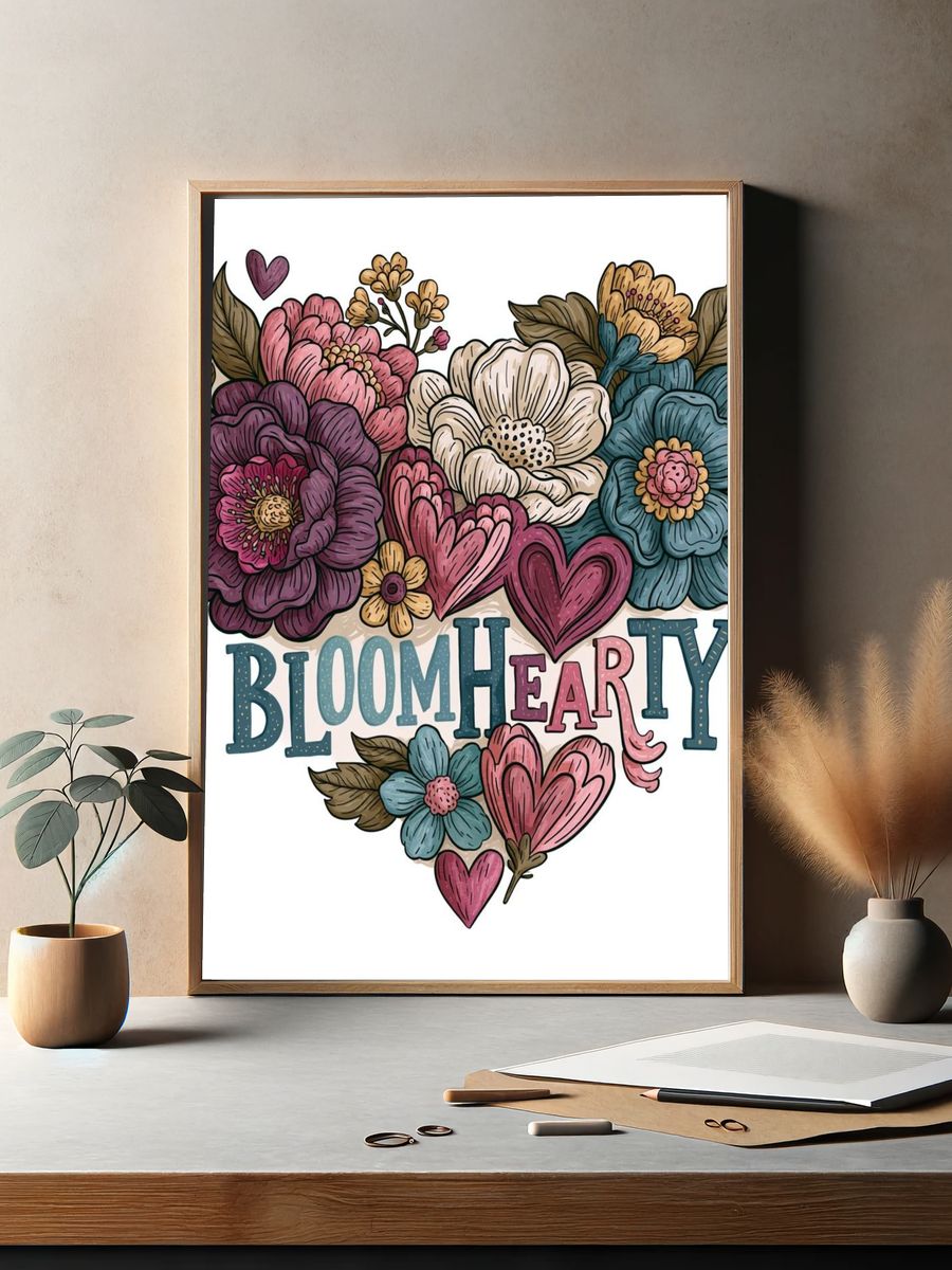 Bloom Heart Typography Poster. — room view 2