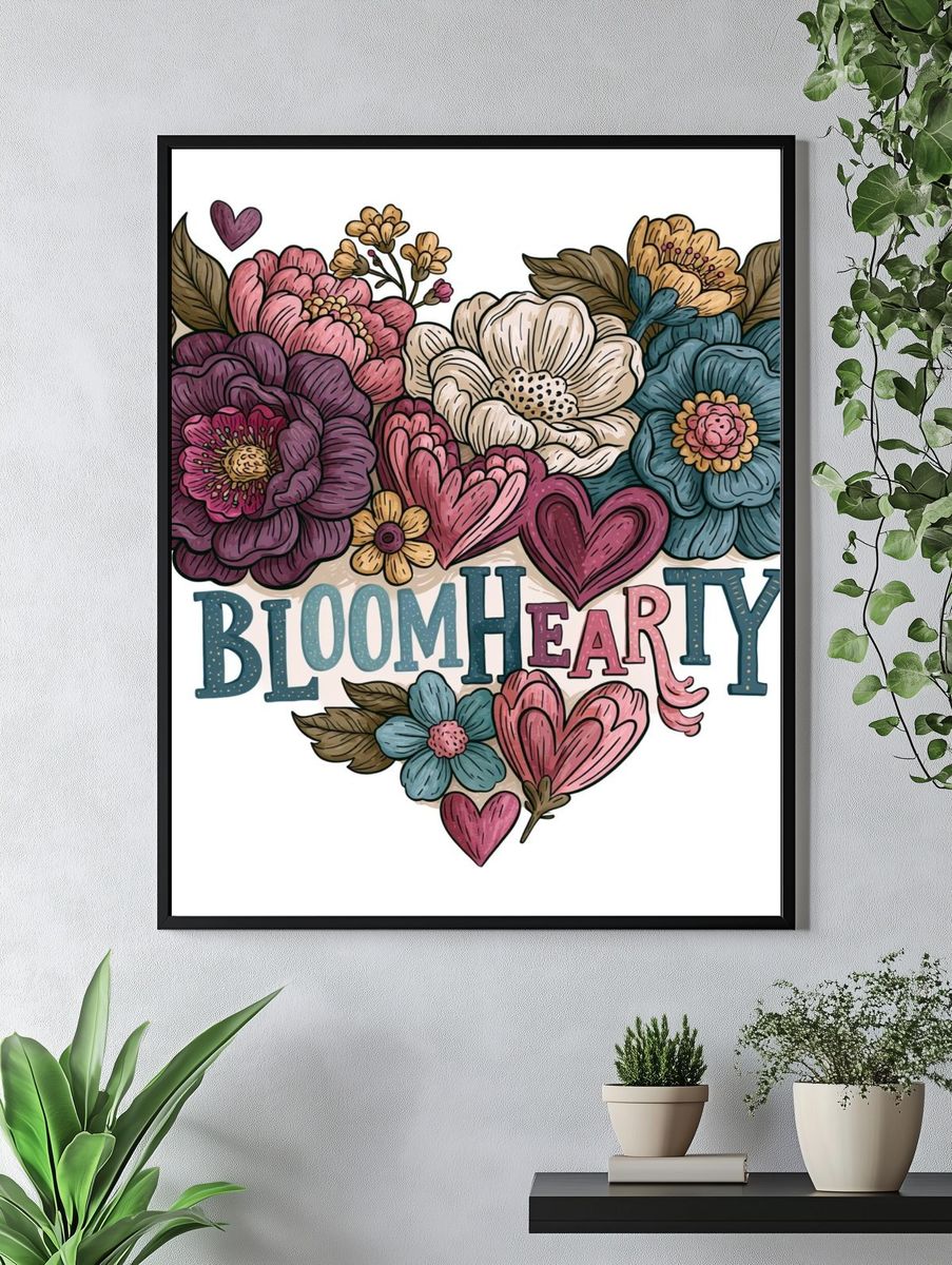 Bloom Heart Typography Poster. — room view 4