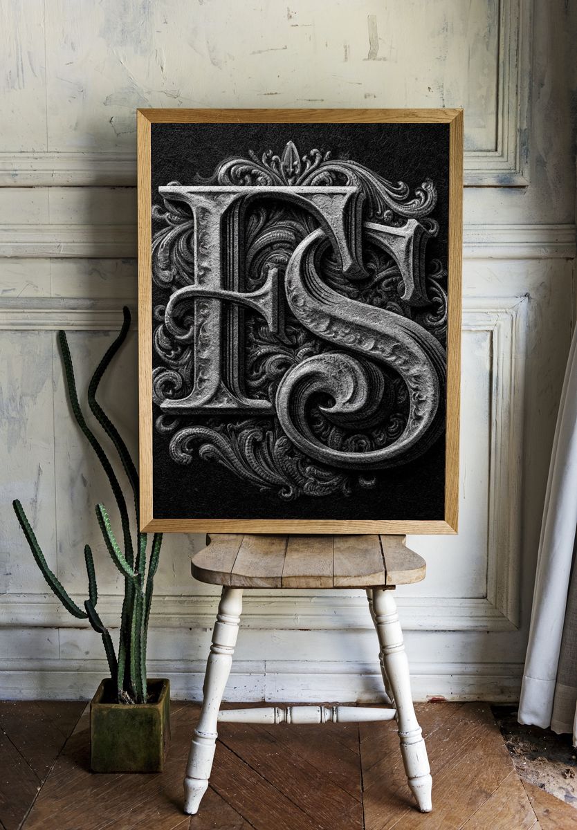 Ornate Monogram Typography Poster. room preview