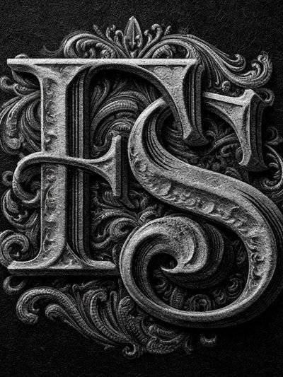 Ornate Monogram Typography Poster.