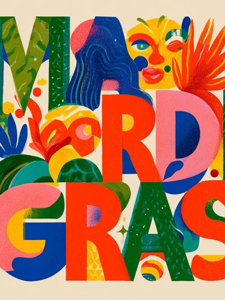 Mardi Gras Typography Poster. poster detail