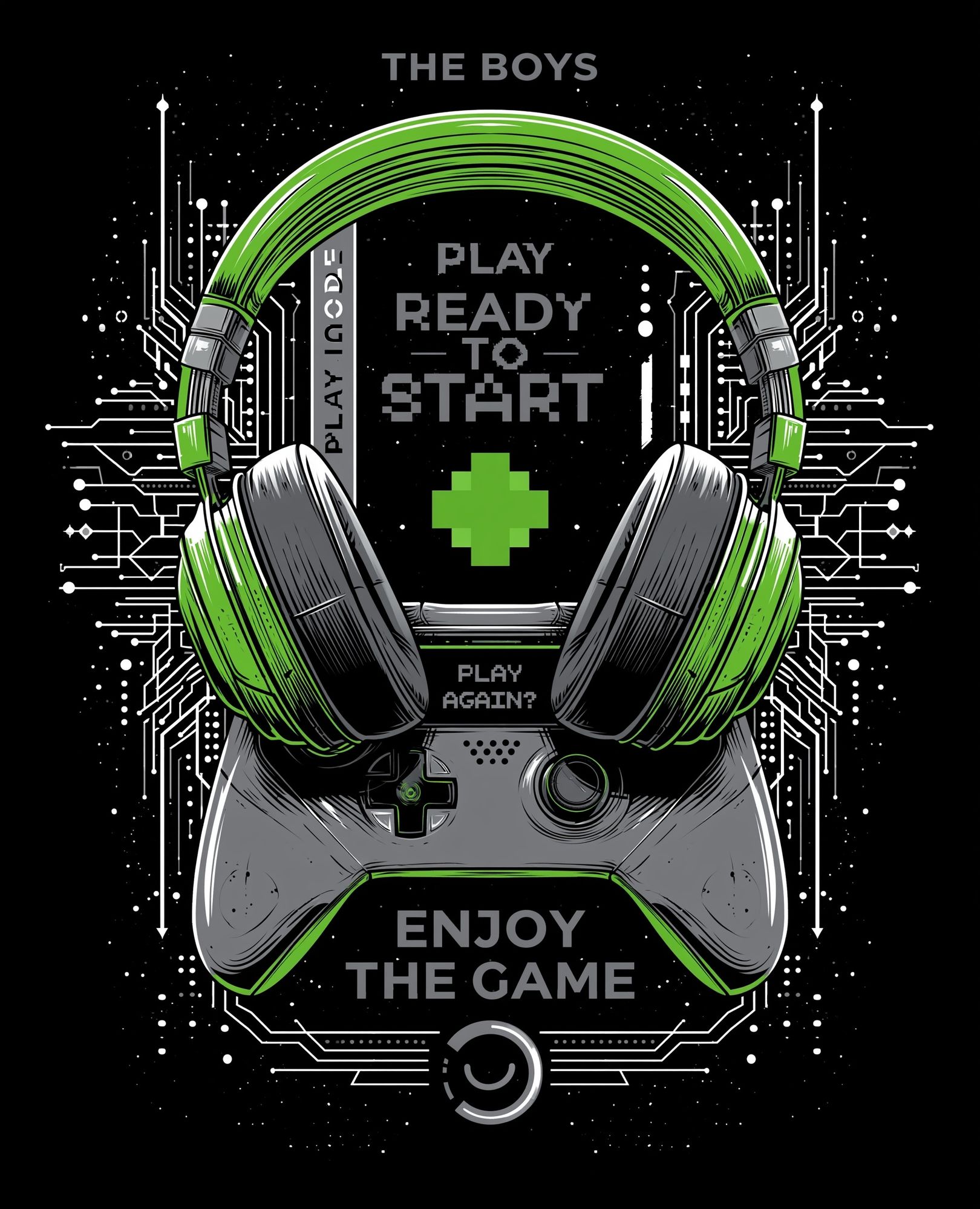 Gaming Headset Typography Poster. poster detail