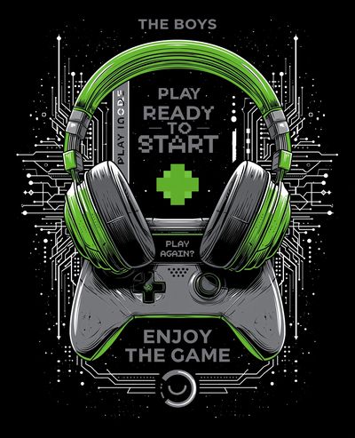 Gaming Headset Typography Poster.
