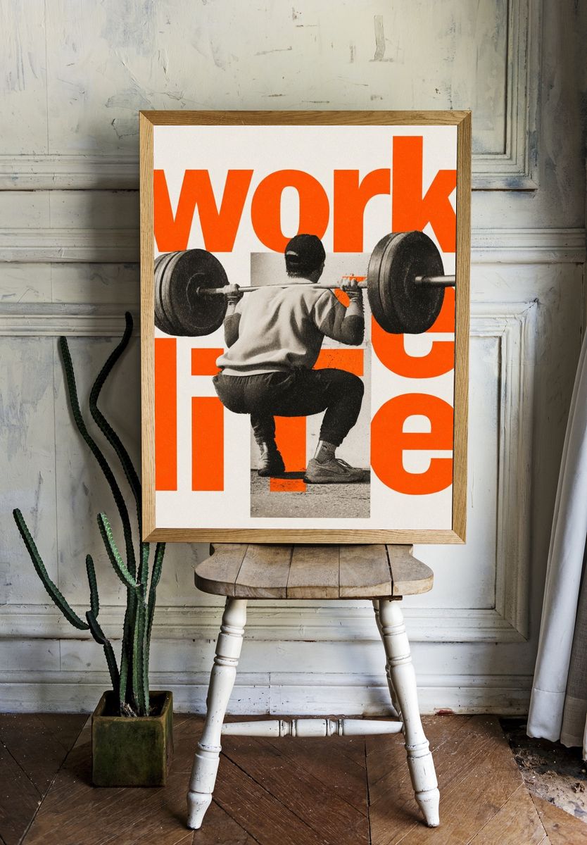 Work Hard Typography Poster. room preview