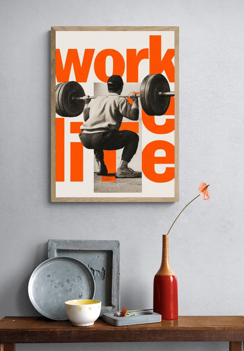 Work Hard Typography Poster. — room view 3