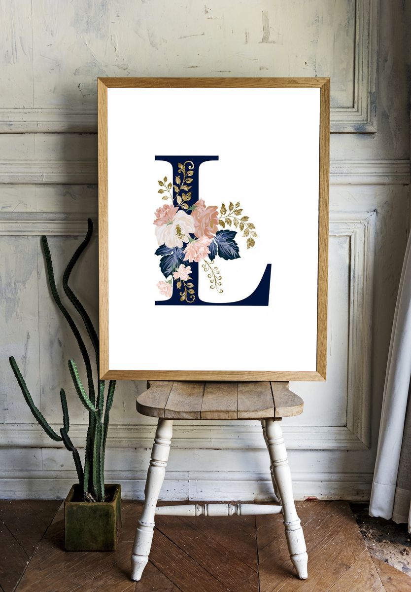 Floral Letter L Typography Poster. room preview
