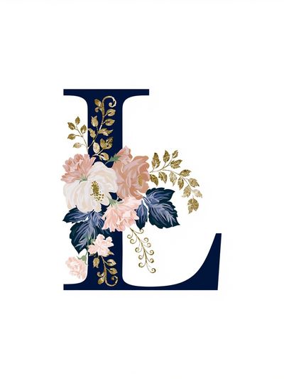Floral Letter L Typography Poster.