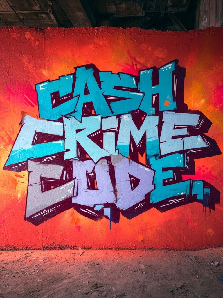 Cash Crime Code Graffiti Poster. poster detail