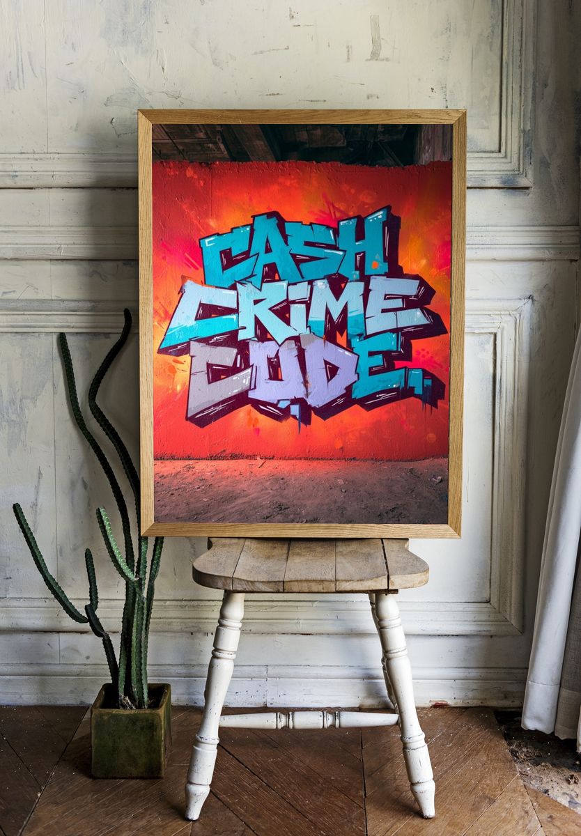 Cash Crime Code Graffiti Poster. room preview
