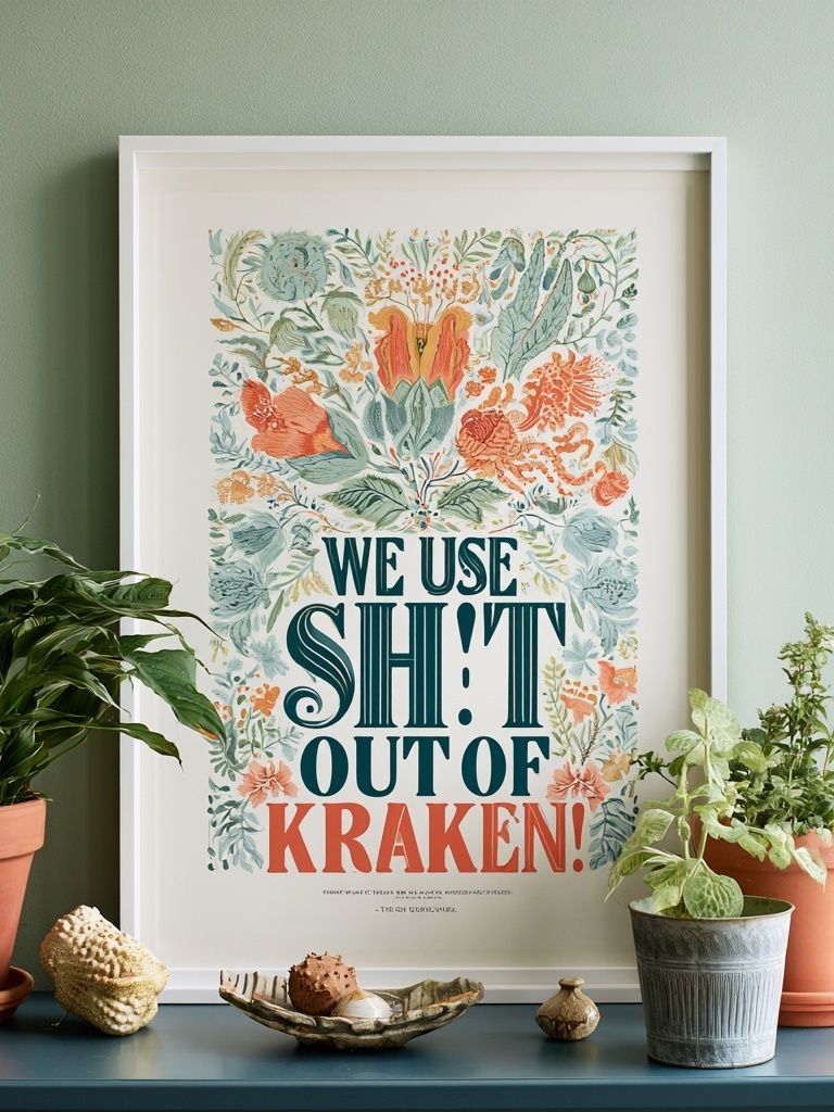 We Use Shit Out of Kraken Typography Poster. poster detail