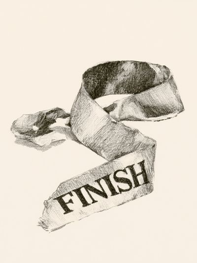 Finish Ribbon Typography Print.