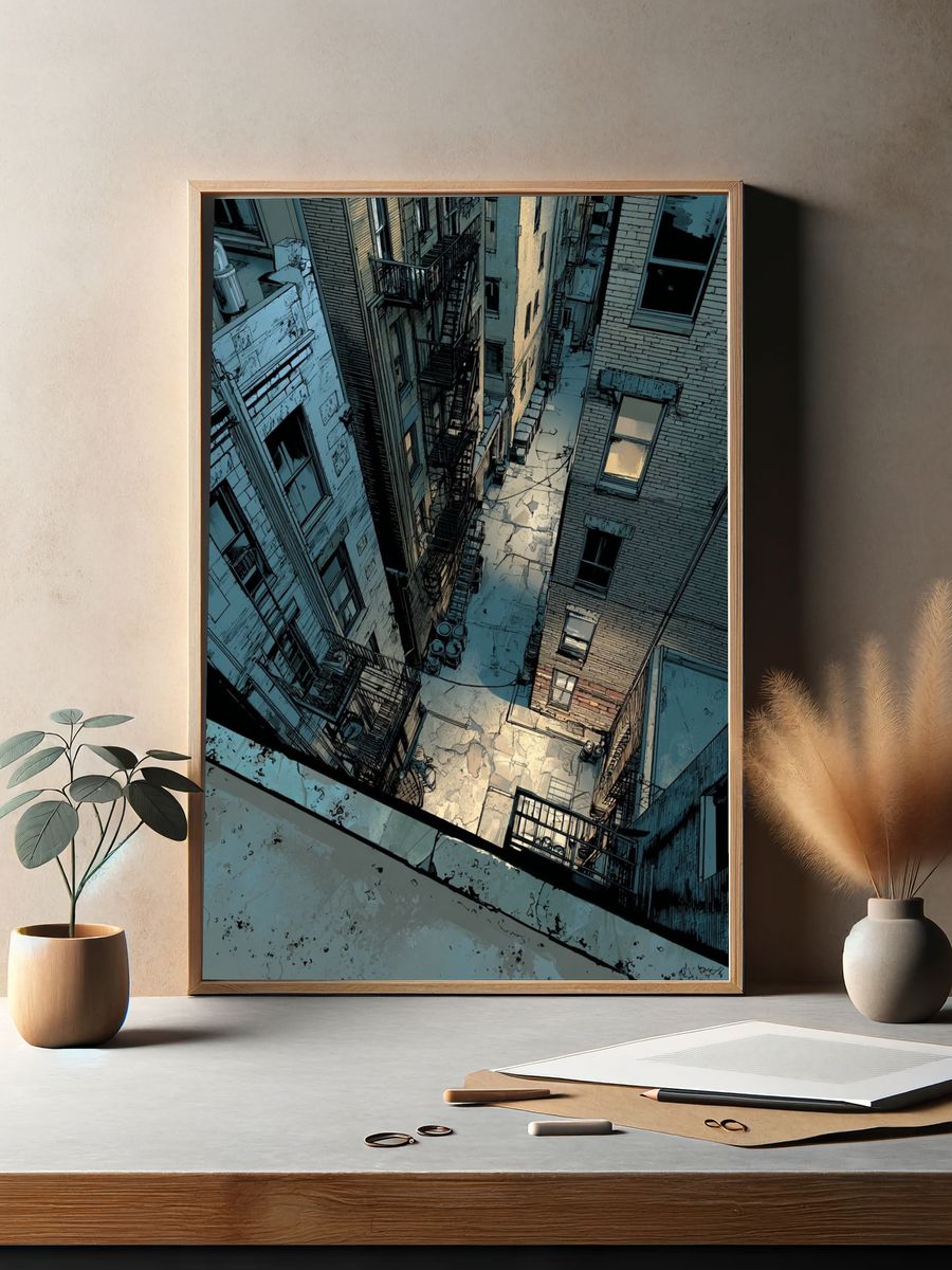 Urban Alleyway — Illustration Print. — room view 2