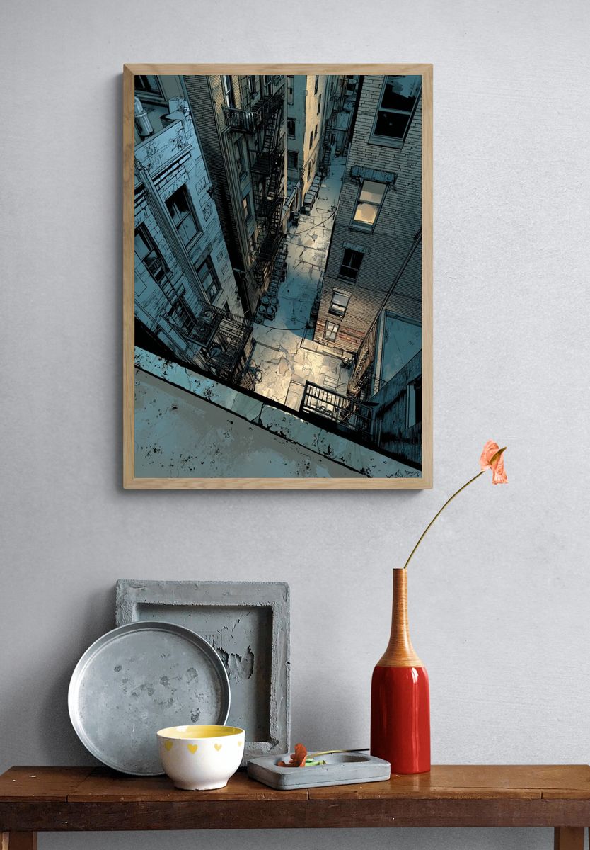 Urban Alleyway — Illustration Print. — room view 3