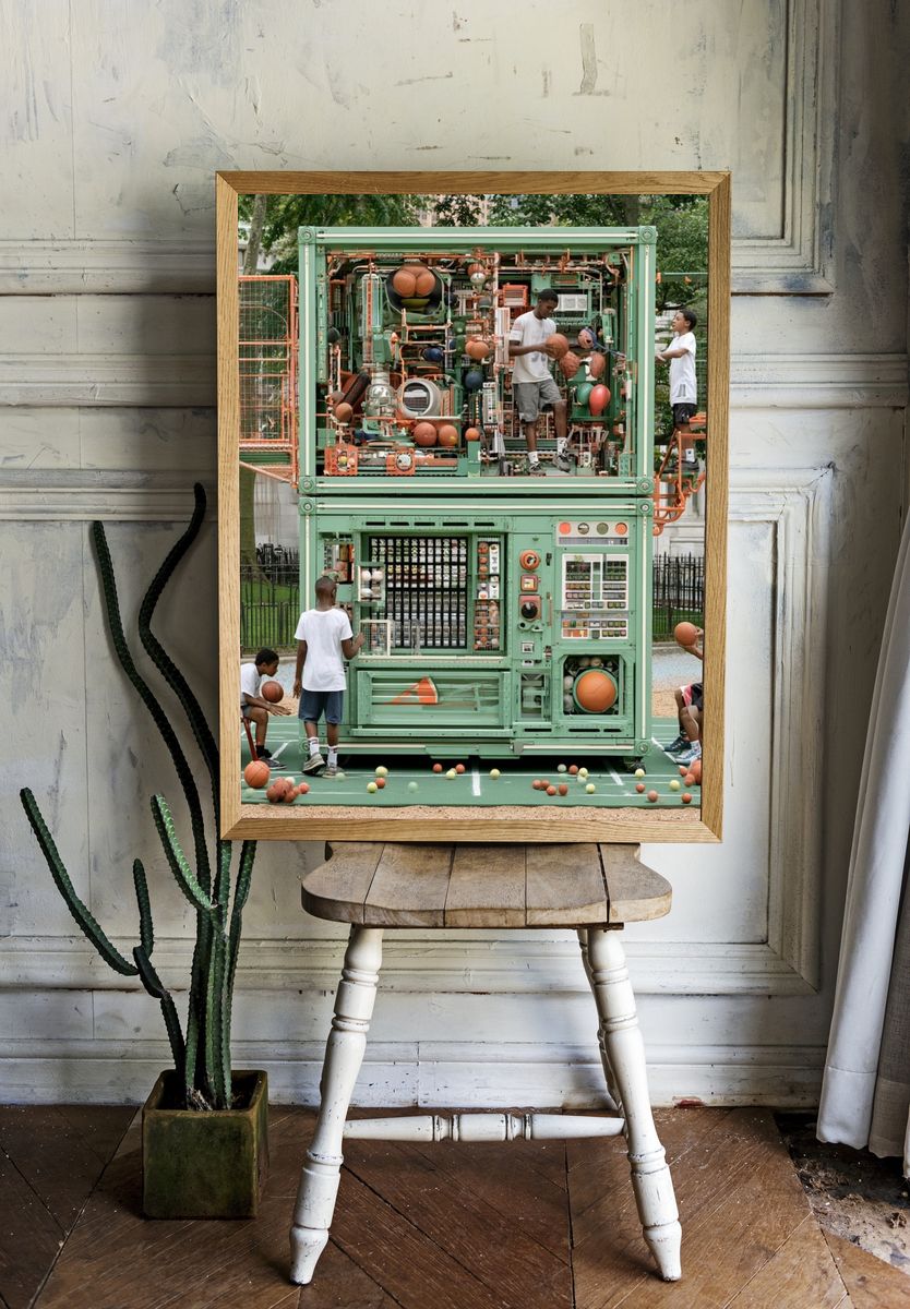 Urban Basketball Court Photography Poster. — room view 1