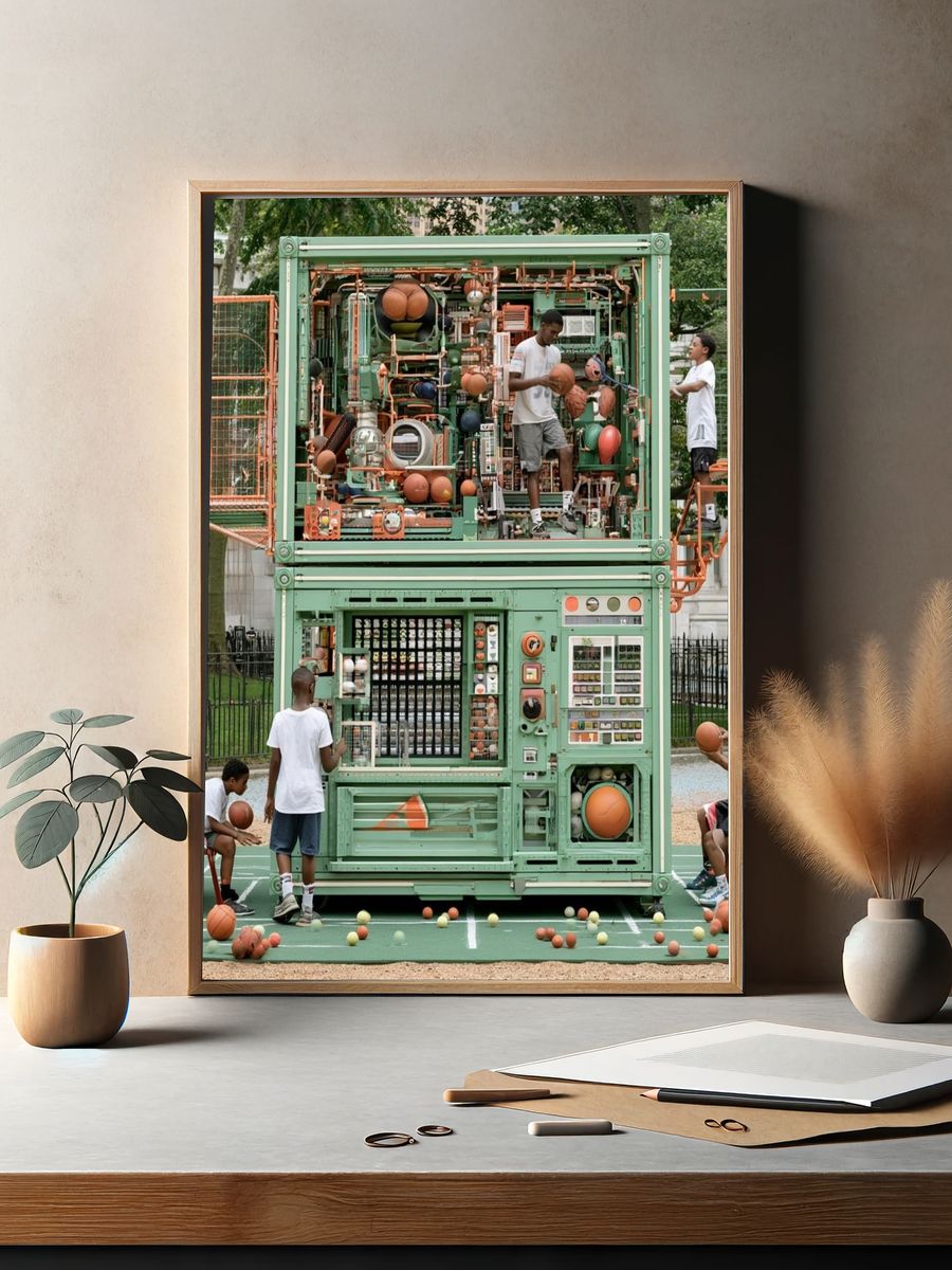 Urban Basketball Court Photography Poster. — room view 2