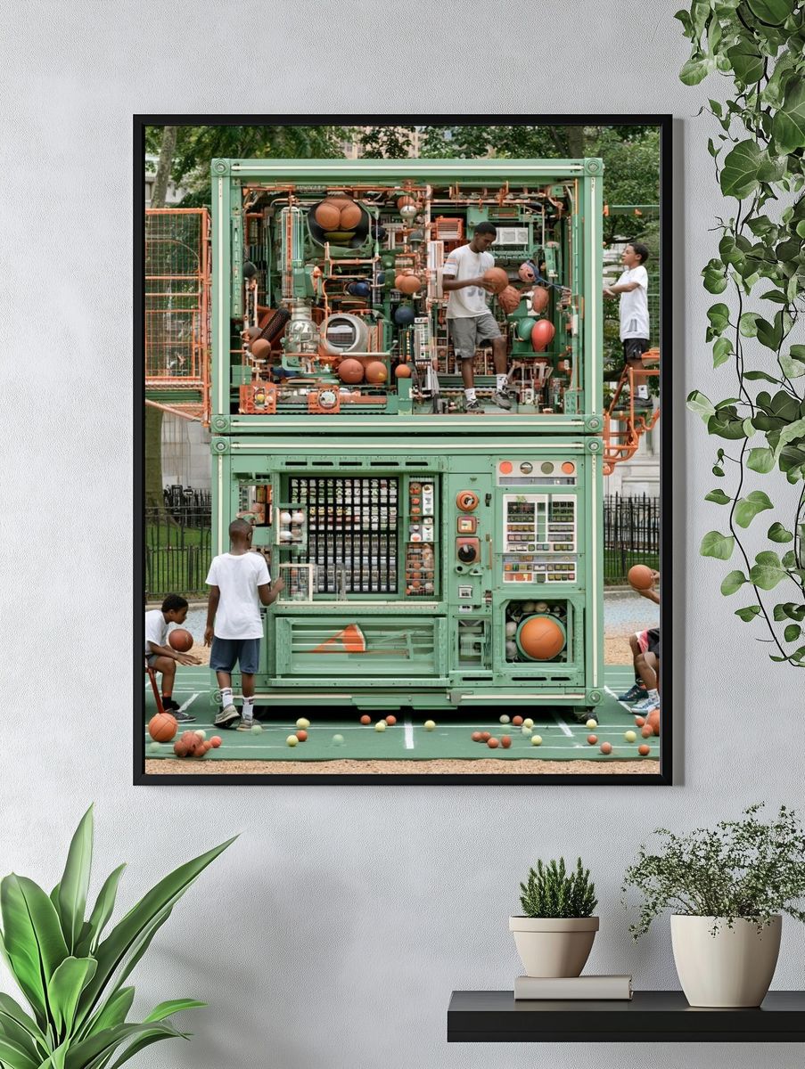 Urban Basketball Court Photography Poster. — room view 4