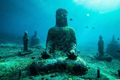 Underwater Buddha ruins Nusa Lambongan.
