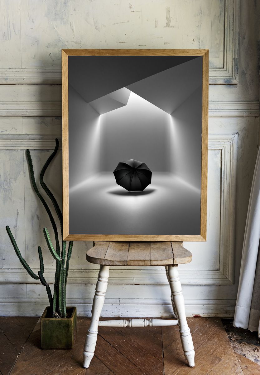 Black Umbrella Minimalist Poster. — room view 1